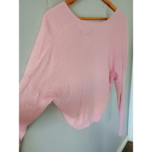Leith Rib Wrap Sweater pink ballet Core coquette girl romantical pilates casual - Picture 9 of 12